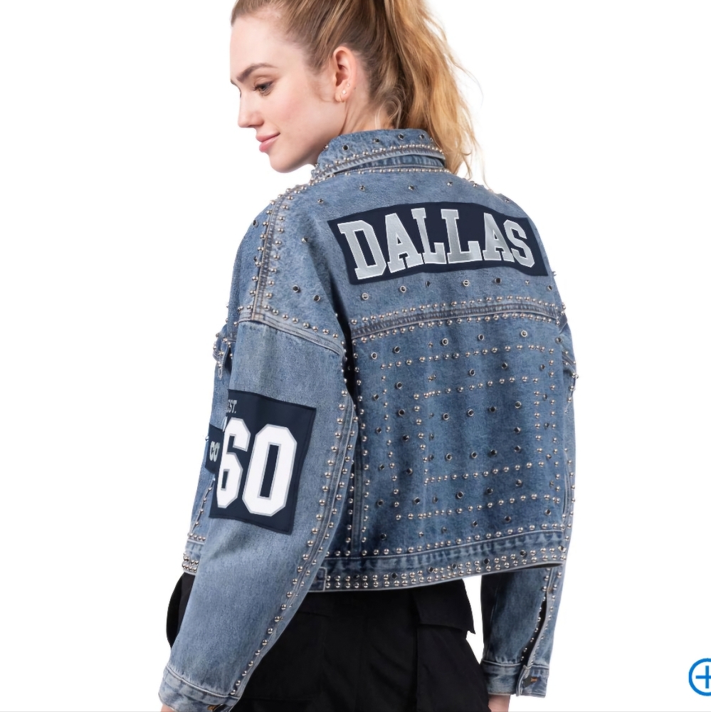NWT-Officially Licensed NFL Dallas Cowboys G34Her Game Ball Denim Jacket - Picture 3 of 5